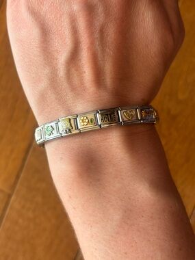 Y2k Italian Charm Link Bracelet in Silver and Gold 18K Steel